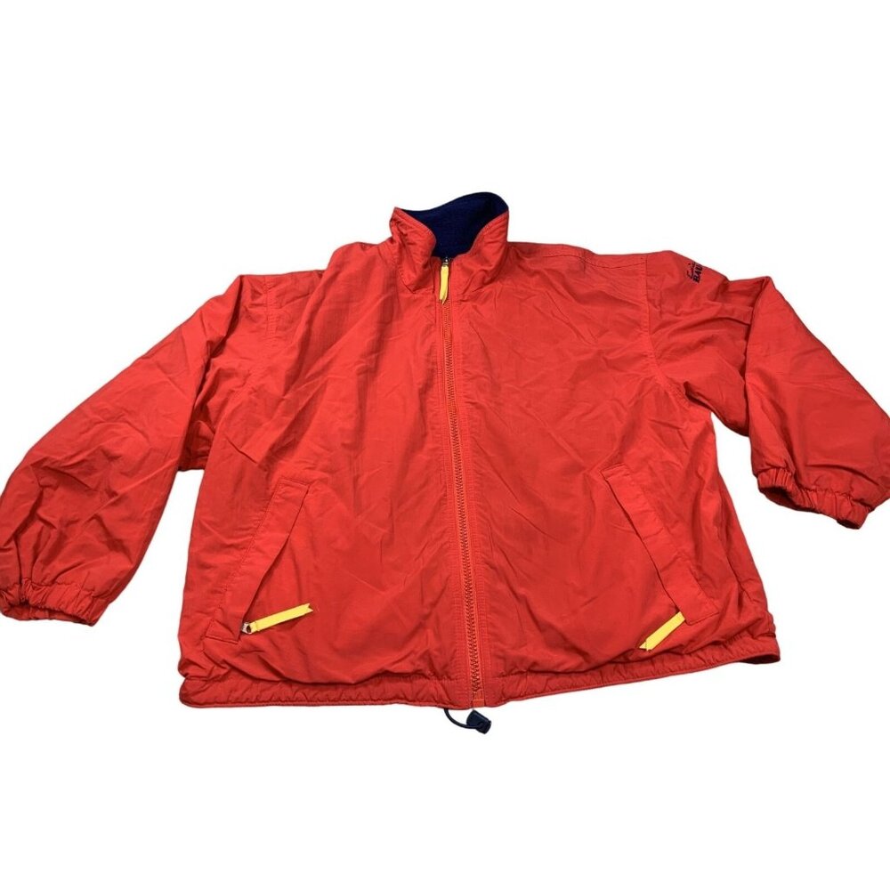 Vintage Eddie Bauer Jacket Womens Large Red Nylon Fleece Lined USA Made 90s Y2K